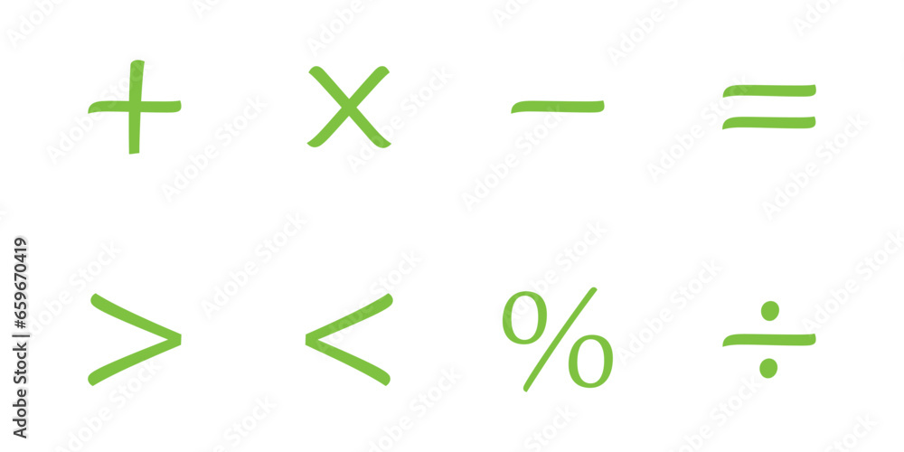 Basic math symbols for kids. Mathematical operations symbols. Plus ...