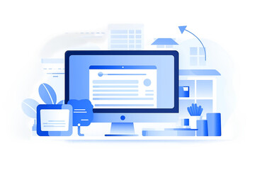 Flat design modern vector illustration concept of online education and training.