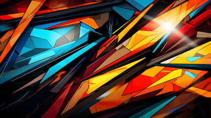 Wall Mural - Comic book style background with shattered glass effect. Colourful background.