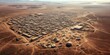 Aerial view of a sprawling refugee camp set against a barren landscape , concept of Crowded settlement