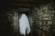 ghost in abandoned building Halloween background
