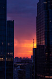 Fototapeta Londyn - sunset on office building in London