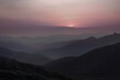 © santiago - landscape of mountains with fog at sunset