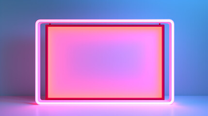 Wall Mural - luminous edges: square and rectangle frames enhanced with bicolor neon glow