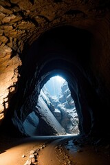 Wall Mural - inside of the cave, light in the cave, giant cave