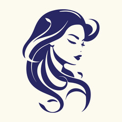 Creative concept of woman body with birds, logo vector. multitask logotypes with woman's face stylish silhouette.