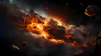Wall Mural - a meteor isolated in space