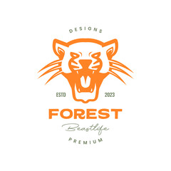 Wall Mural - animal beast forest wildlife carnivore jaguar roar vintage style colorful logo design vector icon illustration