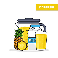 Wall Mural - Pineapple juice drink background design illustration