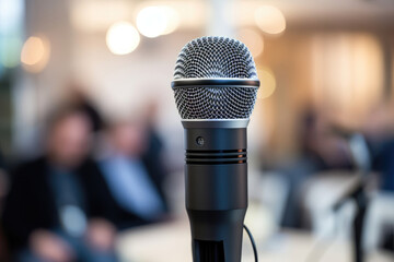 Wall Mural - A microphone on a table