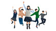 © metamorworks - ジャンプする学生グループ　Z世代　切り抜き背景透過PNG（1人ずつの画像も販売しております。作成者リンクからPNGで検索してください）