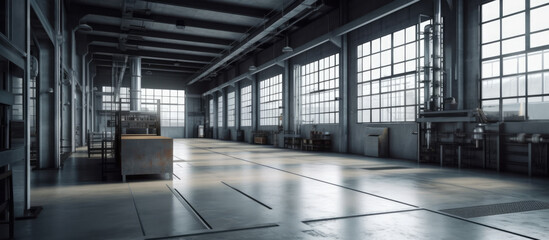 Wall Mural - Empty Factory Production Workshop. Interior of Factory, Factory shop, Workshop