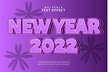 New year 2022 editable text effect 3 dimension emboss cartoon style