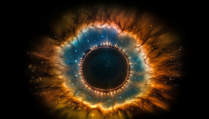 Wall Mural - God eye watches over the deep, illuminated galaxy flame generated by AI