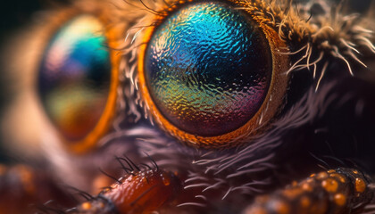 Canvas Print - Spooky arthropod eye in extreme close up, underwater and generated by AI