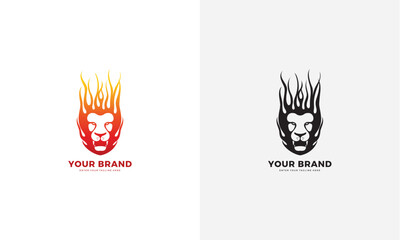 Wall Mural - Lion fire logo, vector graphic design