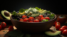 A Bowl Of Spinach And Black Bean Salad With Cooked Black UHD Wallpaper Stock Photographic Image
