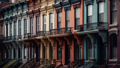 Canvas Print - The old fashioned architecture of the building exterior exudes elegance generated by AI