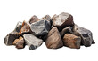 Crushed Stones or Rock Used in Construction and Landscaping Isolated on Transparent Background PNG.