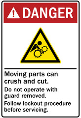 Canvas Print - Cut and crush hazard warning sign and labels