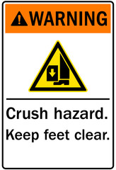 Wall Mural - Cut and crush hazard warning sign and labels