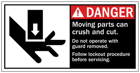 Sticker - Cut and crush hazard warning sign and labels