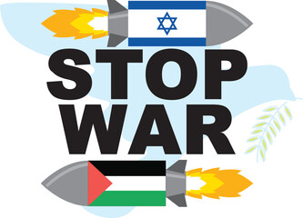 Wall Mural - STOP WAR ISRAEL VERSUS PALESTINE CAMPAIGN ,VECTOR ILLUSTRATION