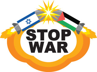 Wall Mural - STOP WAR ISRAEL VERSUS PALESTINE CAMPAIGN ,VECTOR ILLUSTRATION