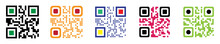 Set Of Various Type Of Colorful Blank Qr Codes. Vector Template