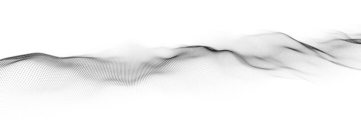 Poster - Technology white wave of particles. Big data visualization. Analytics representation. Digital background. Vector illustration.