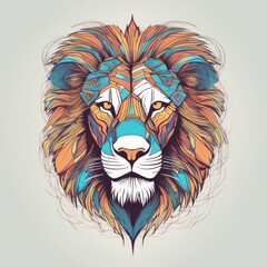 Wall Mural - lion head illustration created with generative AI software