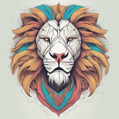 Wall Mural - lion head illustration created with generative AI software