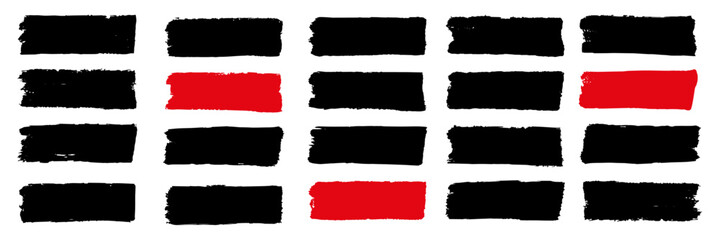 Sticker - set of  red and black grunge strokes. vector