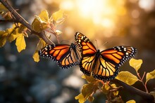A Picture Of A Couple Of Butterflies Sitting On Top Of A Tree Branch. Perfect For Nature Enthusiasts Or Those Looking To Add A Touch Of Beauty To Their Designs
