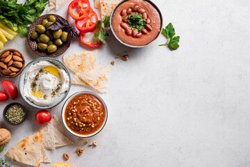 Canvas Print - Arabic breakfast or mezze food