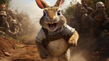 The Comical Hare, Digital Art Illustration, Generative AI