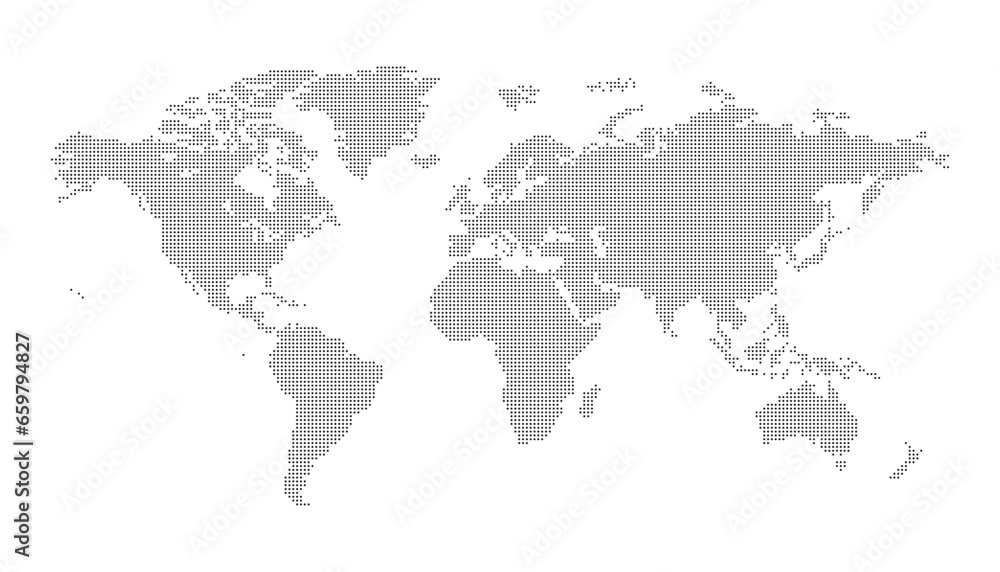 black halftone dotted world map illustration vector Stock Vector ...