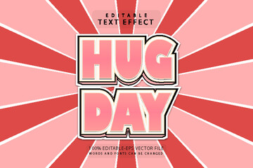 Wall Mural - Hug day editable text effect 3 dimension emboss cartoon style