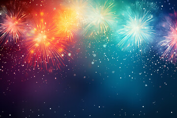 Abstract colored firework background with space for text