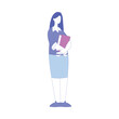 Woman School Teacher or Educator Standing with Book Vector Illustration