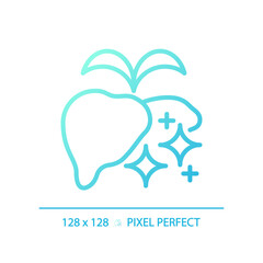 Sticker - 2D pixel perfect gradient healthy liver icon, isolated blue vector, thin line illustration representing metabolic health.