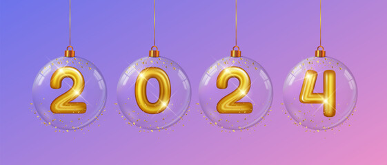 Wall Mural - 2024 luxury golden happy new year vector illustration. Happy new year background banner. 