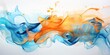 Abstract colorful blue orange complementary color art painting illustration texture - watercolor swirl waves liquid splashes
