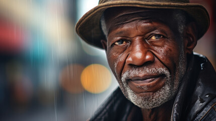 A black senior man on the street of the City