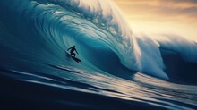 Surfer Rides Giant Wave