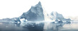 Iceberg in polar regions mountains panorama of beautiful hills scenery, isolated on white and transparent background, ai generate