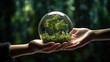 Eco-Friendly Concept with Hand Holding Glass Globe