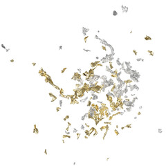 Poster - Mixed sparkle Gold and Silver foil flakes on transparent isolated background