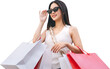 © dodotone - Asian woman customer holding shopping bags cutout isolated transparent background