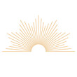© Diana Kovach - Hand drawn 3d glossy golden sunburst, starburst, light rays. Bohemian symbol bursting sun rays. Magic talisman, antique style, boho, logo. Vector illustration isolated on white background